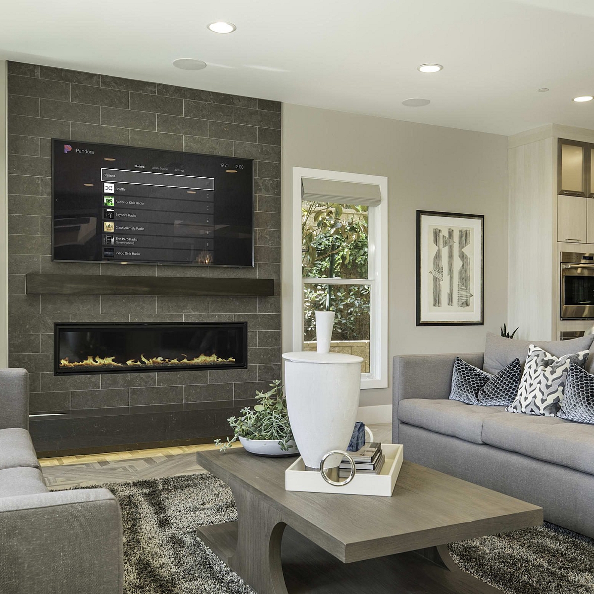Smart home living room tv